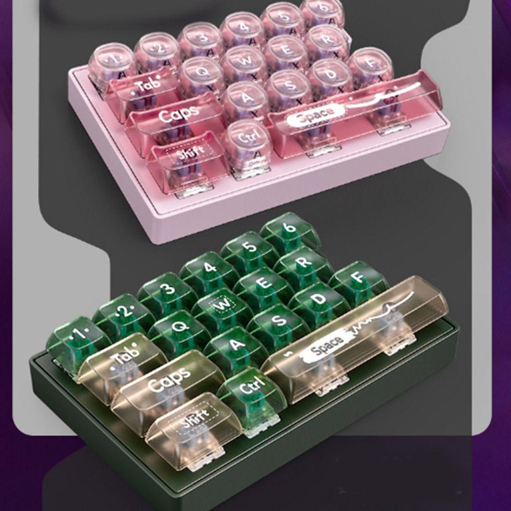 with LED Lights Mechanical Fidget Keyboard Portable Fingertip Button Key Ring Student Gift