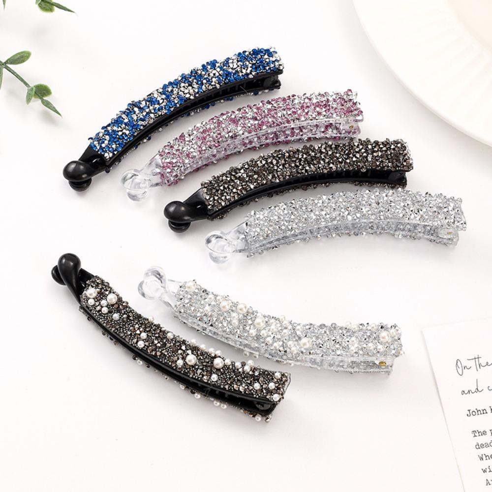 Women Girls Crystal Pearl Hair Claws Cute Sweet Hairpins Fashion Ponytail Holder