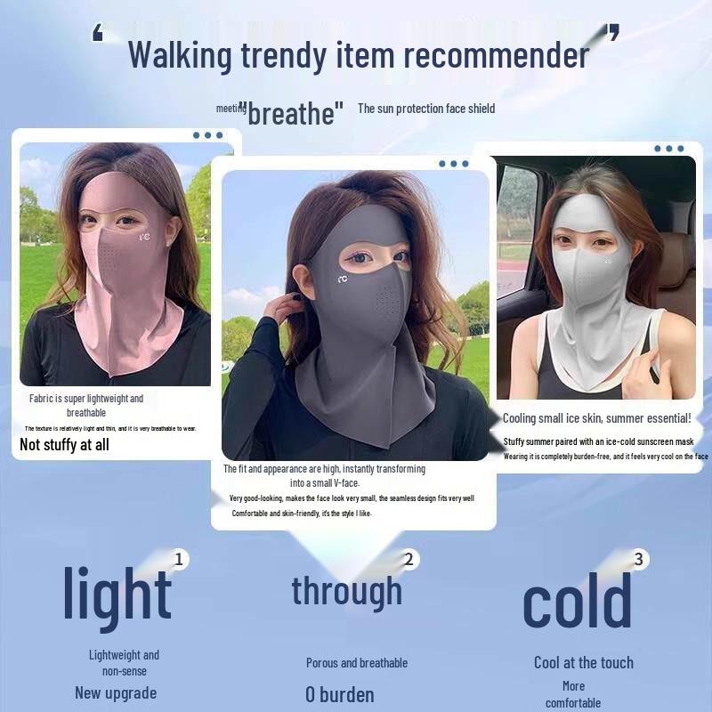 Seamless UPF50+ Face Mask: Full Sun & Wind Protection, Summer Warmth, Portable Head-Mounted Design