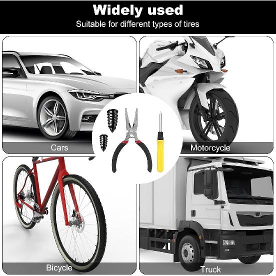 60 Pcs Screw in Tire Plugs, Self-Service Tire Repair Screw Kit | 2-in-1 Screwdriver & Needle Nose Pliers, Emergency Flat Tire Repair, Fast Repair of