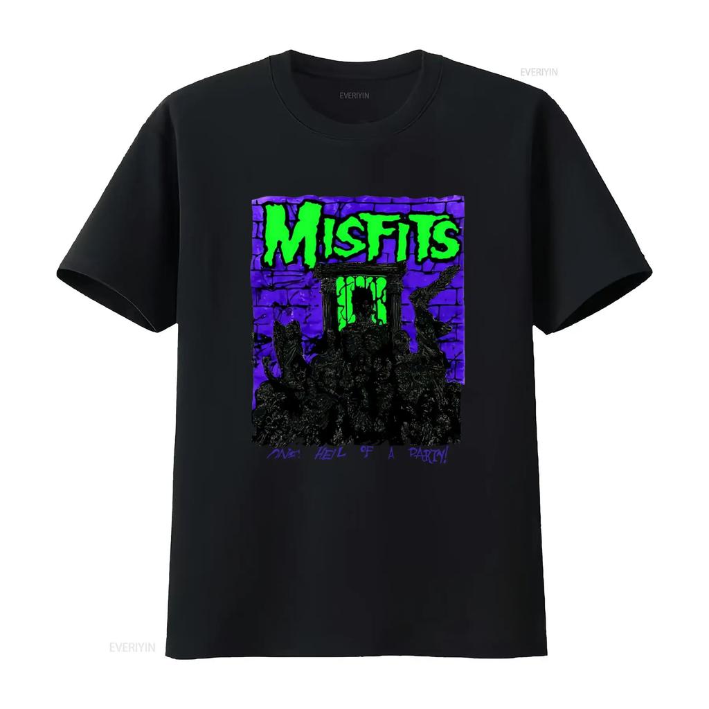 MISFITS 80s Rock Band One Hell of A Party T shirt Vintage Style for Fans vintage Washed Stylish graphic Versatile