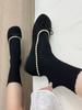 Japanese Lace Socks Children'S Medium Tube Socks Spring And Summer Thin Korean Ballet Style Stacking Socks Rhombus Dark Pattern Versatile Stockings