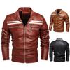Новая мужская куртка, мотоциклетная куртка, кожаная куртка в такую ​​же полоску, эксклюзивная плюшевая кожаная куртка для мужчин