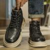 Новые мужские осенние высокие ретро повседневные кожаные туфли в британском стиле, спортивные высокие на толстой подошве, увеличивающие рост, рабочие туфли
