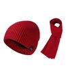 Autumn Winter Warm Suit Outdoor Velvet Thick Windproof Ear Protection Knitted Hat Scarf Two-Piece Set