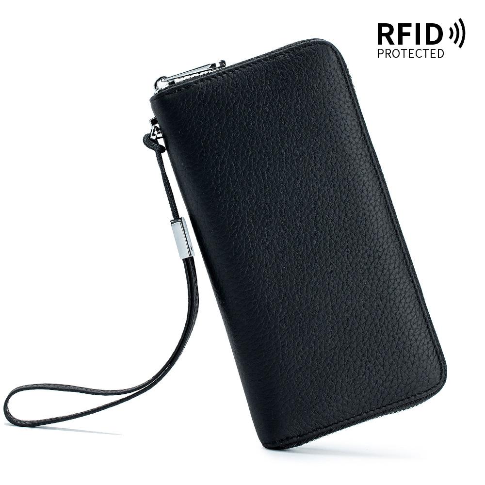 Женский длинный клатч из натуральной кожи с защитой от RFID-излучения – мягкий минималистичный кошелек с карманом для телефона и отделениями для карт