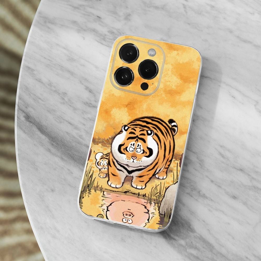 Cute Art Cartoon Tiger For iPhone Max,14,SE,12,15,Pro,17,Plus,11,XS,Mini,16,X,13,XR,Transparent Soft Cover Case