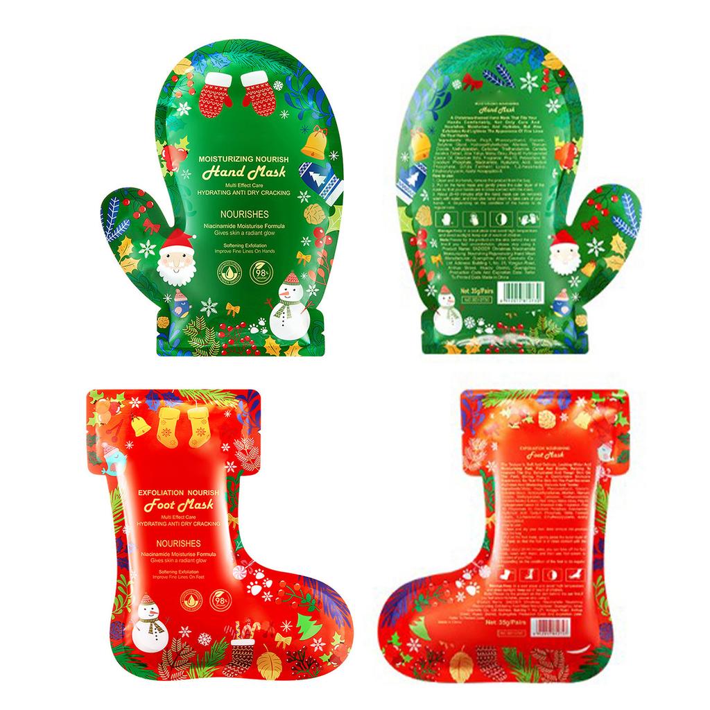 10 Pairs Christmas Gift Set: Moisturizing & Exfoliating Foot & Hand Mask for Dry Skin for Smooth, Soft Hands and Feet