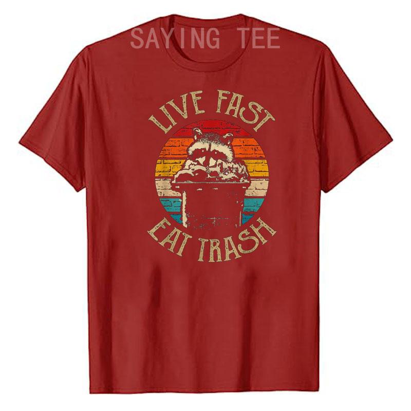 Live Fast Eat Trash Funny Raccoon Camping Vintage Hiking Shirt Live Fast Eat Trash TShirt Design Cute Animal Lover Tee Tops