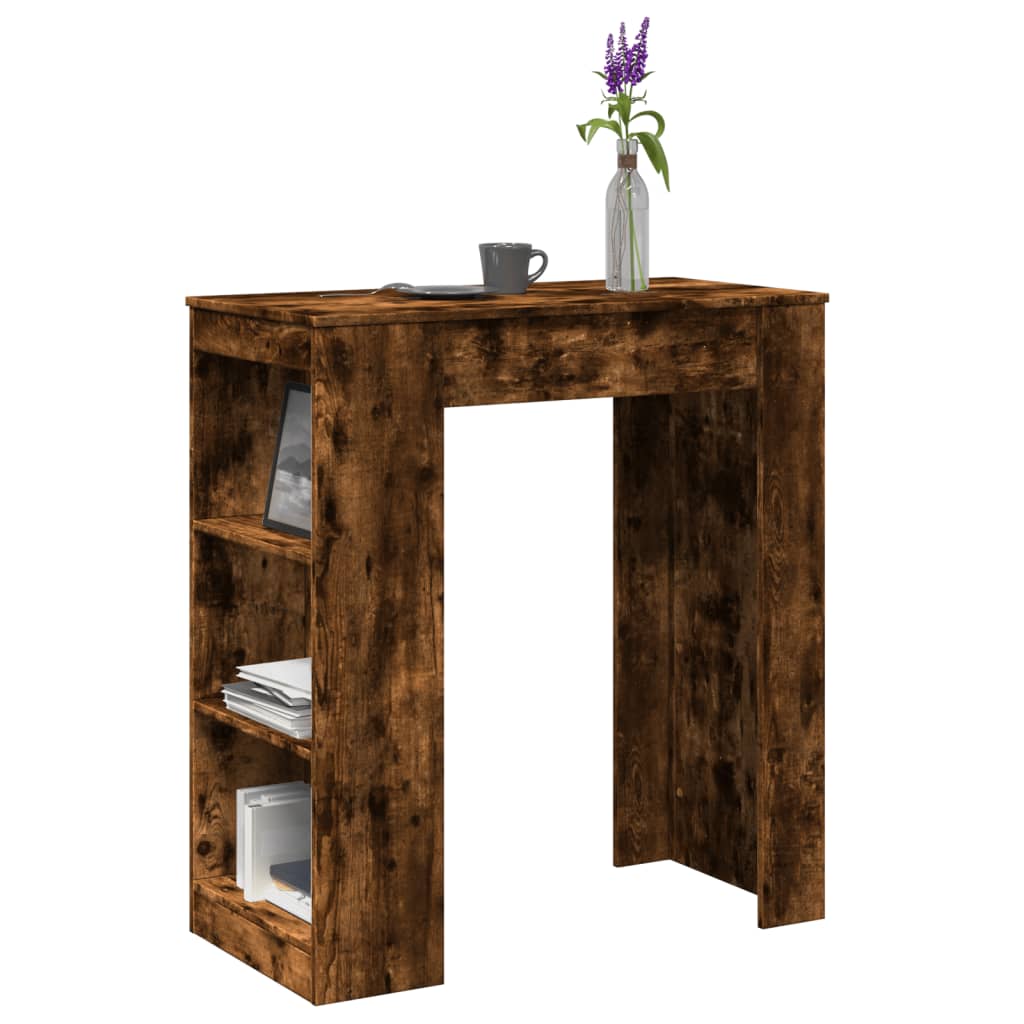 Vidaxl Stolik Barowy Z Półkami, Przydymiony Dąb, 95X47X103,5 Cm