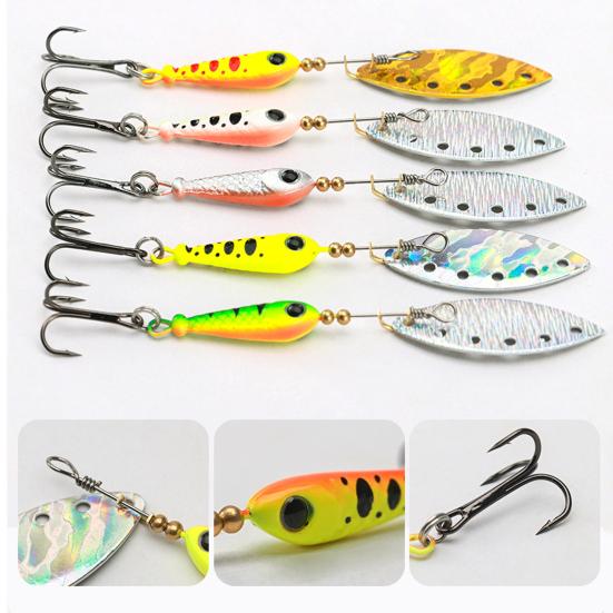 5 шт. 5,7 см/9 г Рыболовная приманка с вращающимся лепестком, крючок для дальнего заброса, металлическая вращающаяся блесна-ложка с пайетками, спиннербейт для ловли окуня, щуки, судака, рыболовные аксессуары