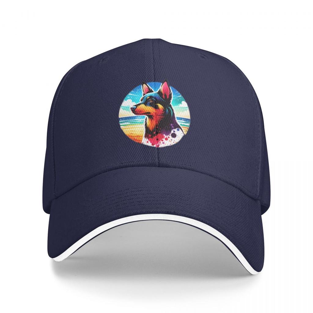 Australian Kelpie Beach Background Baseball Cap Golf Hat Man Luxury Womens Outlet 2025 Mens