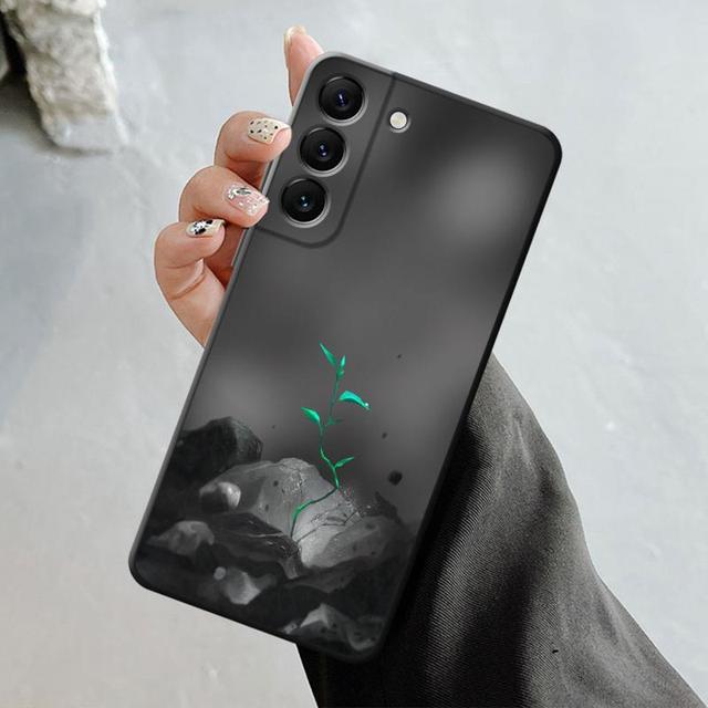 Чехол для телефона Samsung Galaxy S23 S22 S21 S20 Fe Ultra S10 S9 S8 Plus Note 20ultra 10plus, чехол с розой, тюльпаном, зелеными побегами цветов