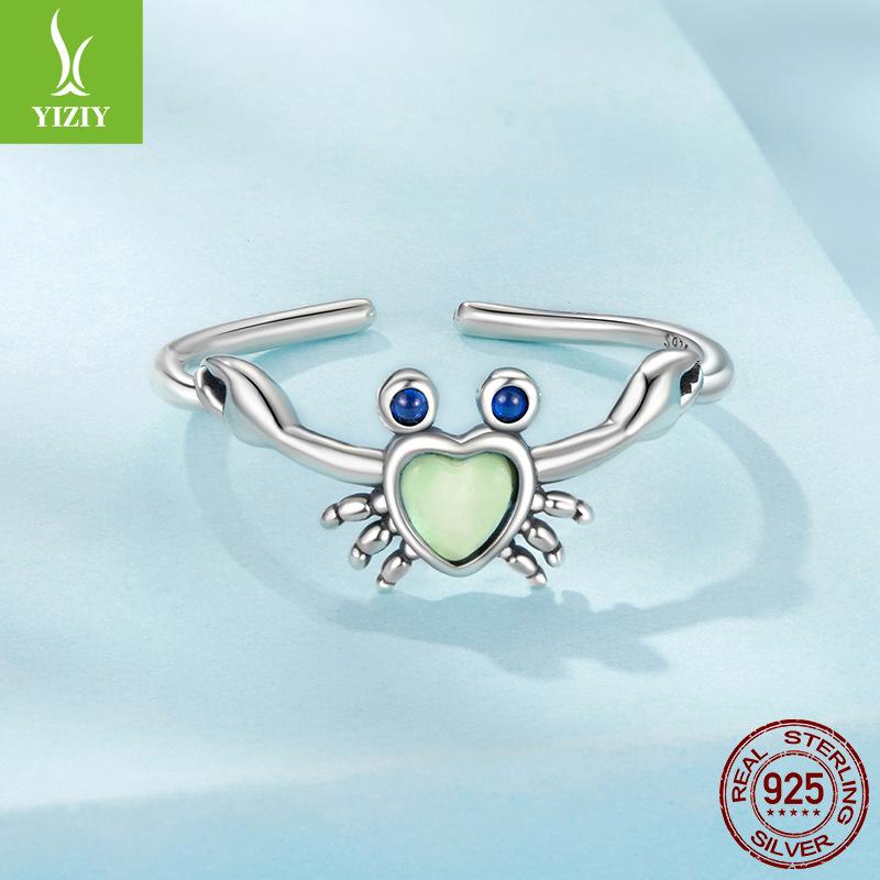 Трансграничная Ins Ocean Jewelry Женское Открытое Кольцо с Маленьким Крабом S925 Стерлинговое Серебро Милое Прямые Продажи