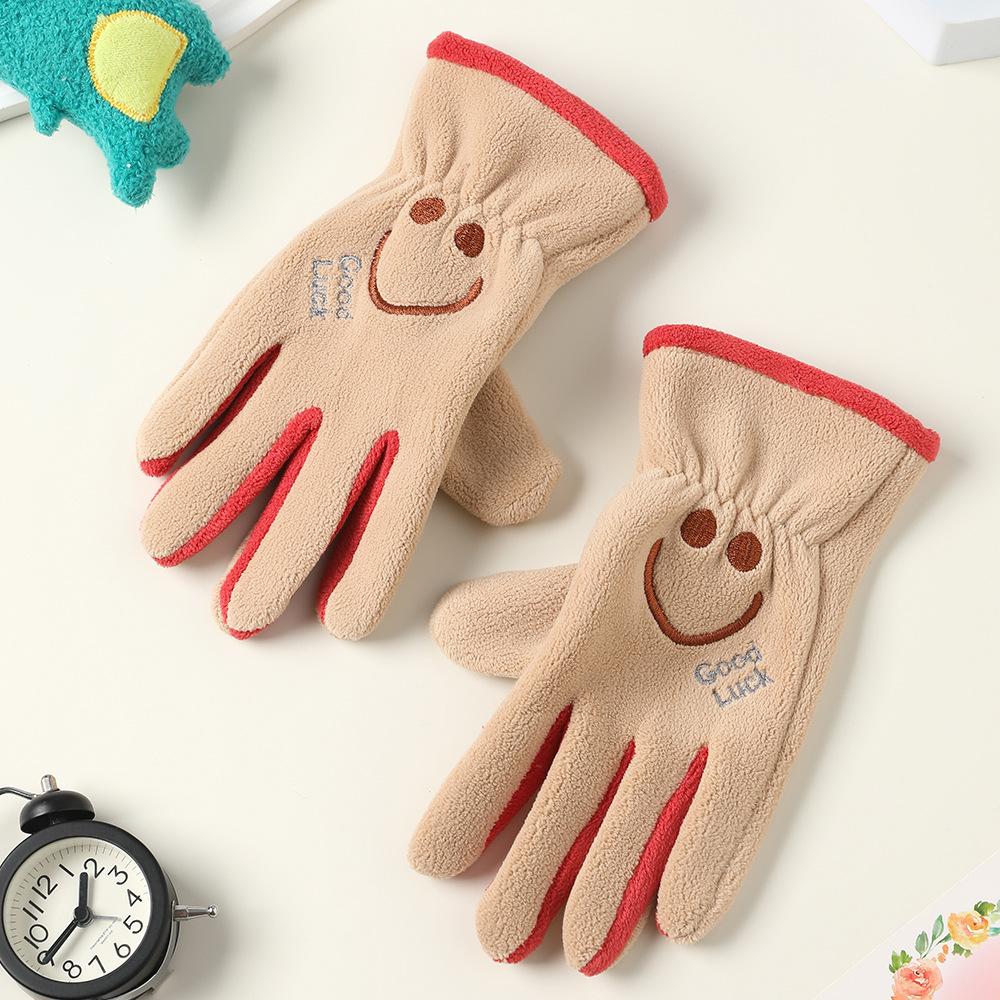 Add Fleece In Autumn and Winter Olympic Fleece Primary School Students Cycling Skin Friendly Outdoor Warm and Cold Proof Cute Gloves
