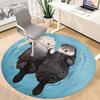 1pc Otter Family Office Round Area Rug, Indoor Mat Suitable For Office, Under Office Chairs Bedroom Living Room Home Decor, Room Deco