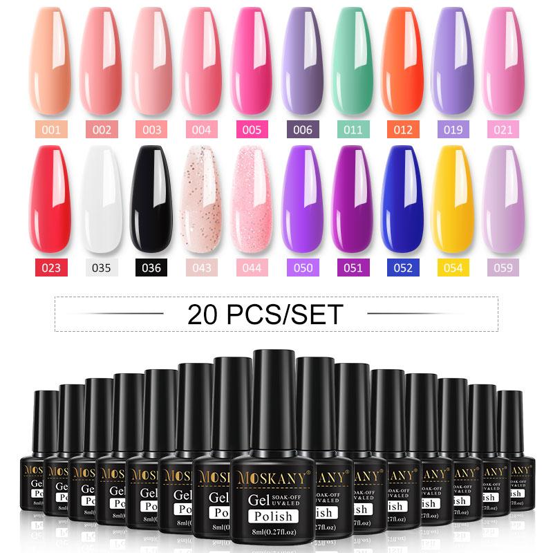 10/20/30 цветов, набор гель-лаков для ногтей, набор гель-лаков для замачивания, маникюр, полупостоянные гибридные лаки, основа и верхний дизайн ногтей