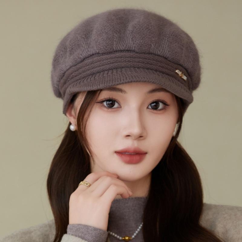 Шапка женская осенне-зимняя шапка вязаная шерстяная шапка зимняя теплая модная берет шапка из искусственного меха кролика