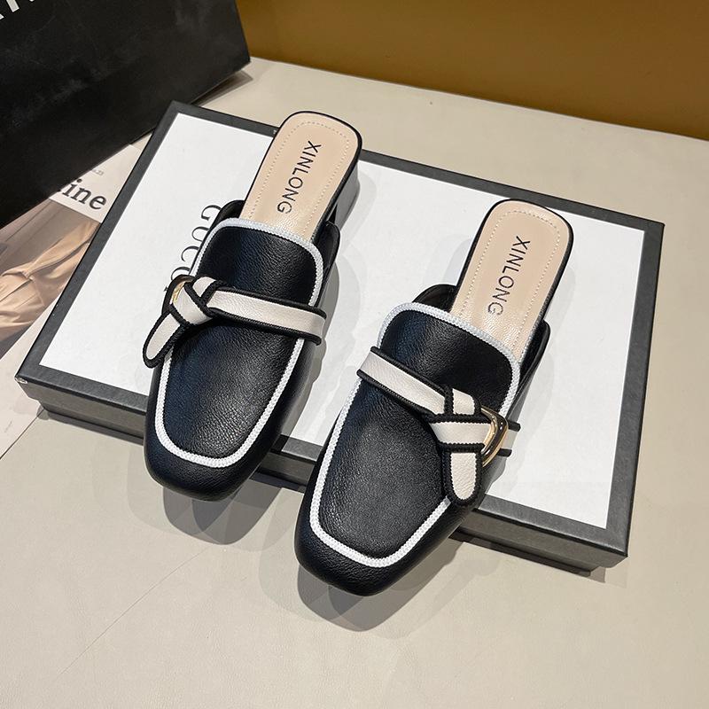 Баотоу полушлепанцы женские новые летние средний каблук женская обувь мода толстый каблук интернет-знаменитость Мюли крутые шлепанцы