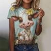 Summer Cute Cow Donkey 3D Print T-shirts Women Streetwear Casual Fashion Y2k Short Sleeve T Shirt O-neck Tees Tops Clothing