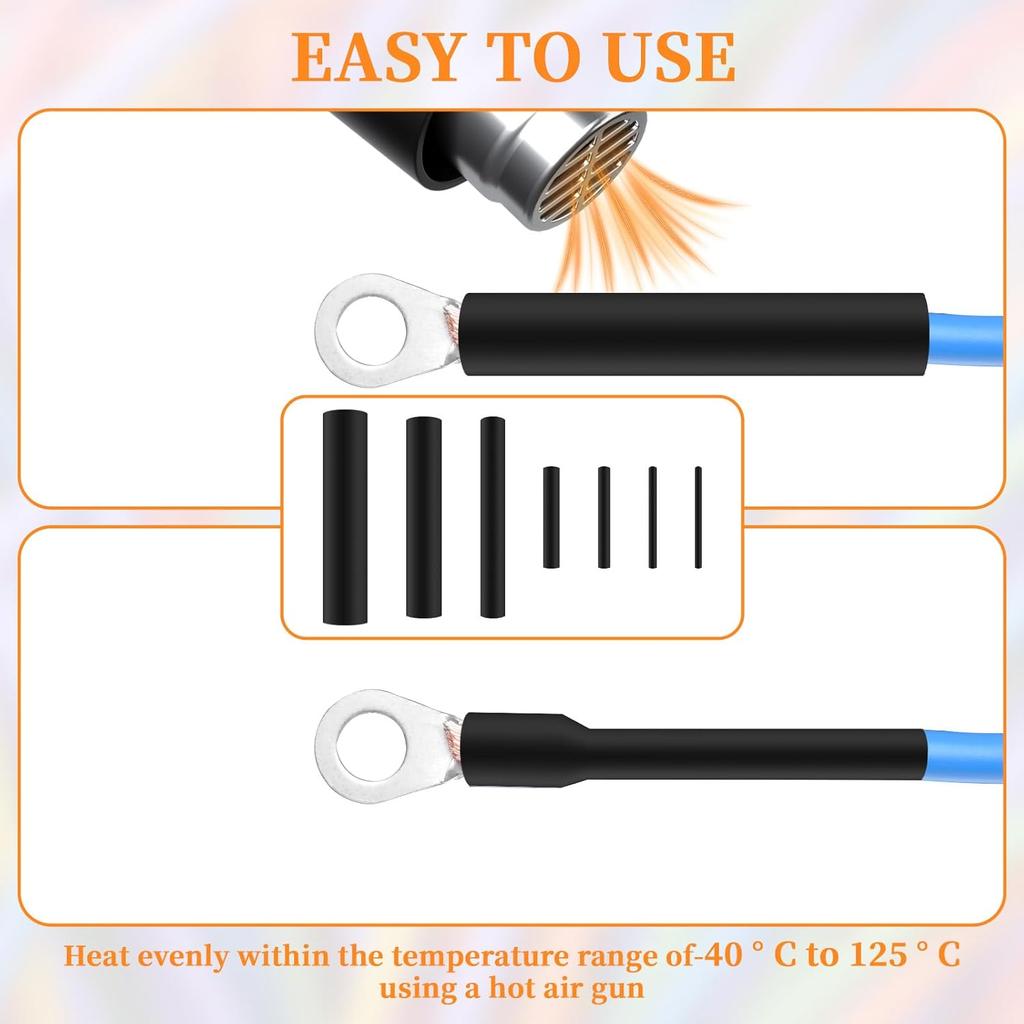 Защита для кабеля передачи данных, кабельная оплетка, набор термоусадочной трубки 127 шт. 2:1 термоусадочная защитная обертка для проводов, защитный кожух для соединения