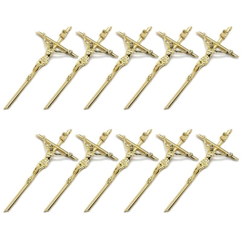 62KD 10pcs Gold Crucifix Wall Blessing Sacred Handheld Catholic Metal