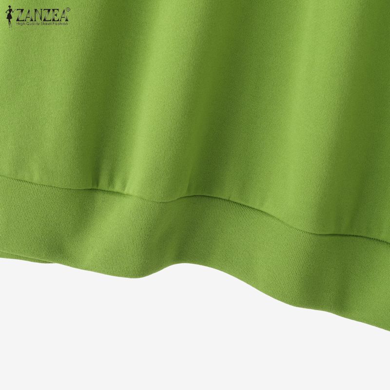 ZANZEA Женские повседневные вышитые лоскутные топы с длинным рукавом и свободным пуловером