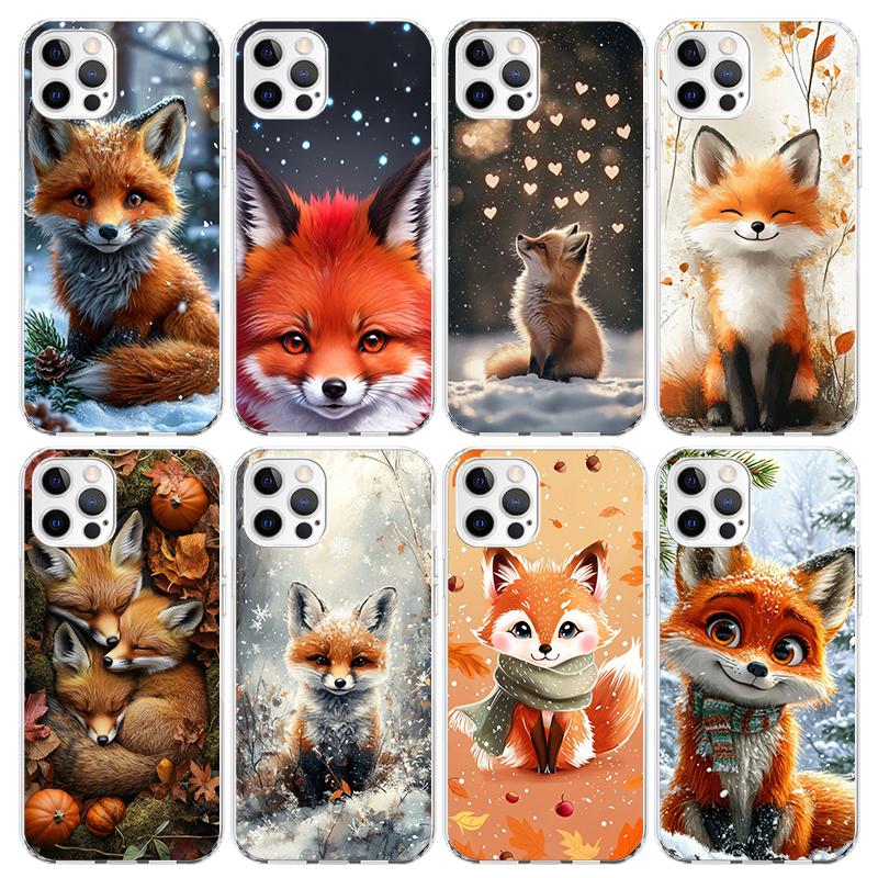 Animal Fox Phone Case For iPhone 17 Air 11 13 Mini 14 15 Plus 16 12 Pro Max 16E SE 7 8 Pattern Soft TPU Back Cover 13 12 Mini 1