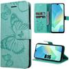 Protective Case - BOOLING - for Samsung Galaxy A16 4G/5G - Green Synthetic Leather - Butterfly Pattern - Shockproof