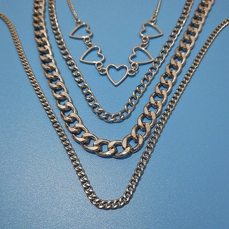 Multi Layer Hollow Heart Choker Necklace for Women Girls Summer Metal Necklaces Party Beach Jewelry Gifts
