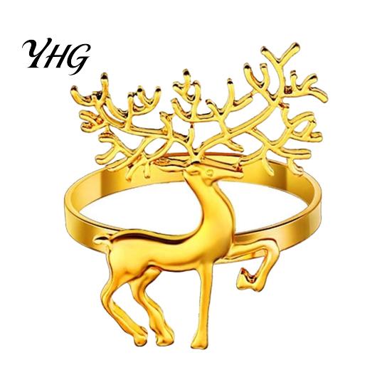 Festive Napkin Decor Christmas Deer Ring, Alloy Elk Holder, Holiday Rings for Dinner Ring Winter Party Dining Table Decoration Metal Hotel