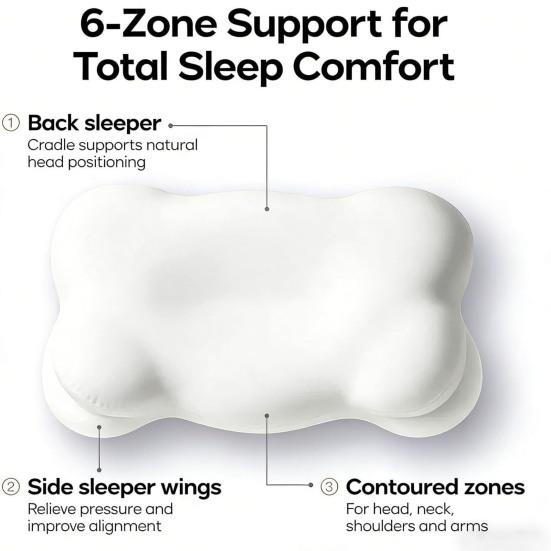 Эргономичная облачная подушка Подушка из пены с эффектом памяти Контурная подушка с дышащим чехлом Подушка с двойной высотой для поддержки шеи Для спящих на боку, спине, животе