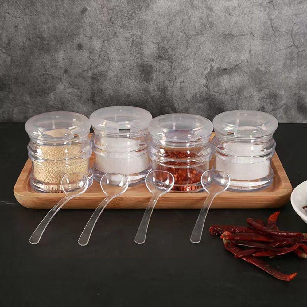 Anti-slip Bowl Sugar Transparent Sugar Pots Multifunctional Acrylic Seasoning Jar for Kitchen