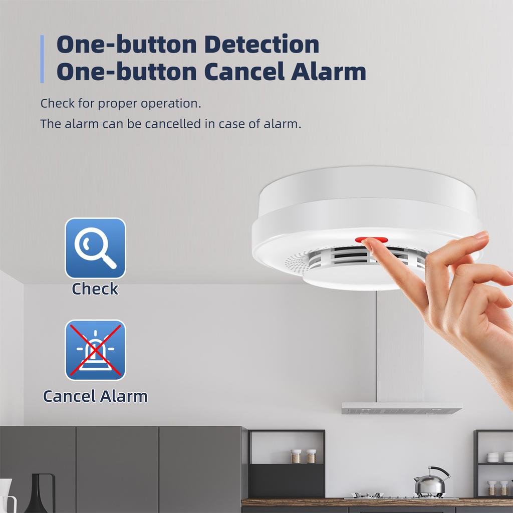 WiFi Smart Smoke Detector Fire Smoke Alarm Auto-Check Tuya App 360 Degree Detection Remoting