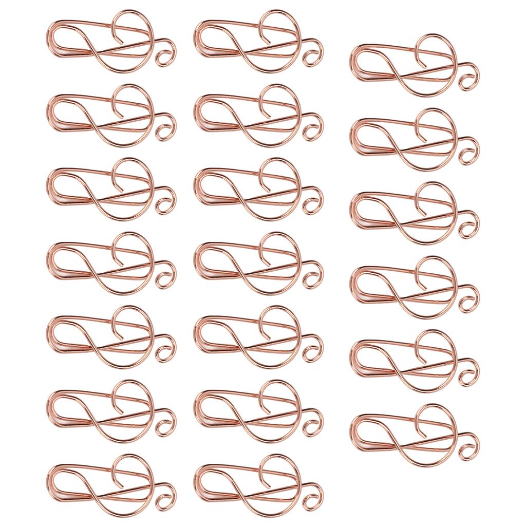 20 шт. Формованные скрепки для бумаги, золотые музыкальные знаки, эффективная фиксация, железный материал, офисные зажимы для