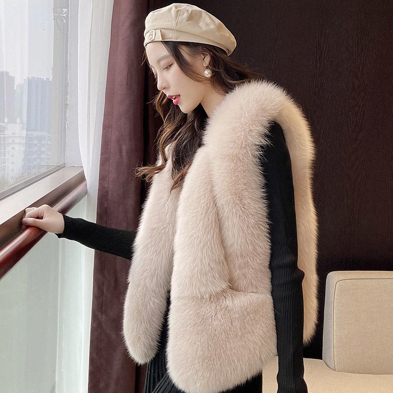 Осень и зима новый женский искусственный меховой жилет искусственный меховой жилет короткая искусственная меховая жилетка