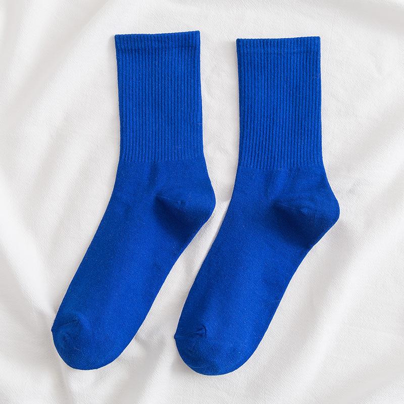 Colorful Women's Medium-Tube Cotton Socks - Trendy Macaron Candy Colors for Spring and Autumn