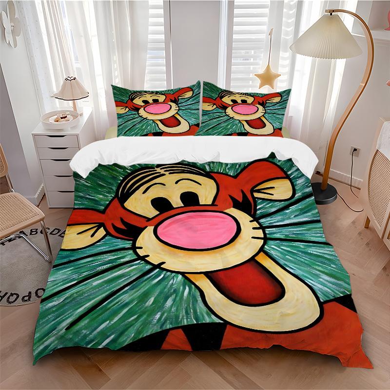 3pcs set Tigger, Pooh1pc of quilt cover+2pcs of pillowcase, no core, print bedding, All Seasons Bedroom Setting089
