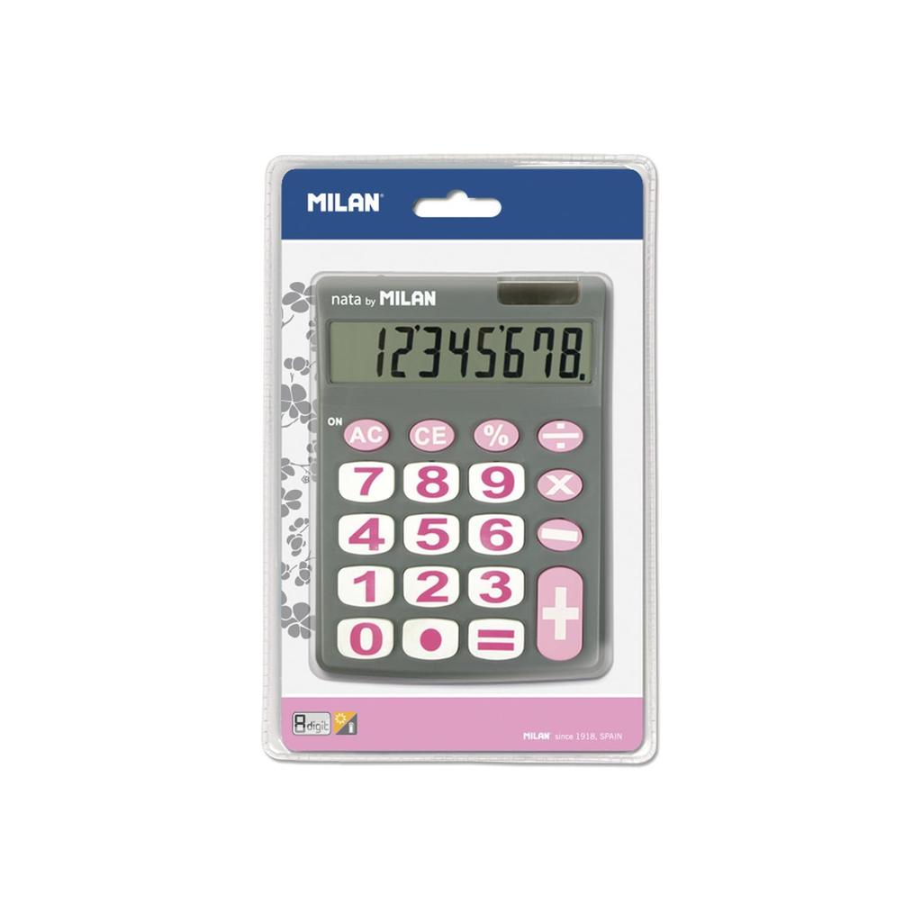 Milan Calculator with Big Gray X Pink 8-Digit Keys, 151708GBL,