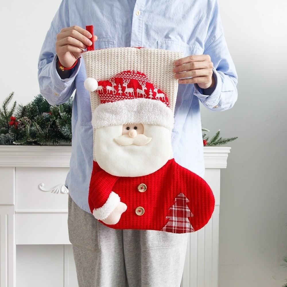 Snowman Christmas Tree Stockings Cartoon Santa Claus Hanging Bag Christmas Gifts Bag Children