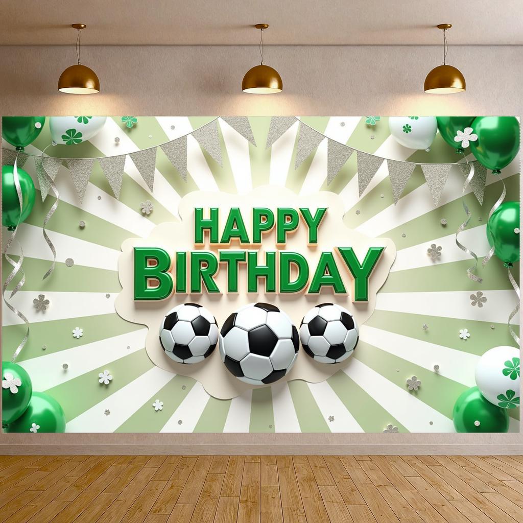 Баннер Разноцветные Шары Праздничный Баннер Футбольный Баннер Золотые Звезды Для Фотосессии Внутреннее Украшение Детское Мероприятие