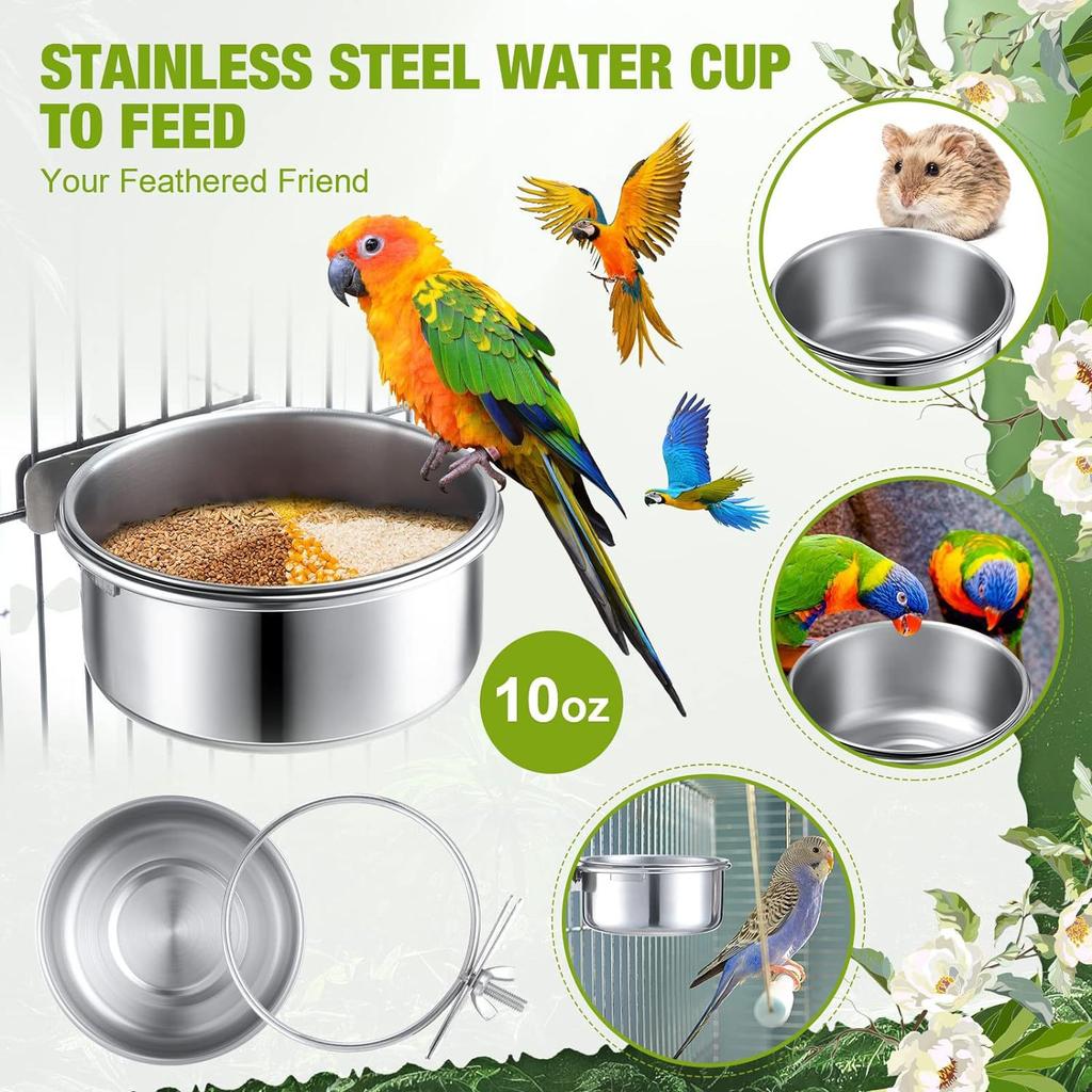 Pet Supplies Bird Food Stainless Parrot Starling Feeder Anti-chewing Food Box