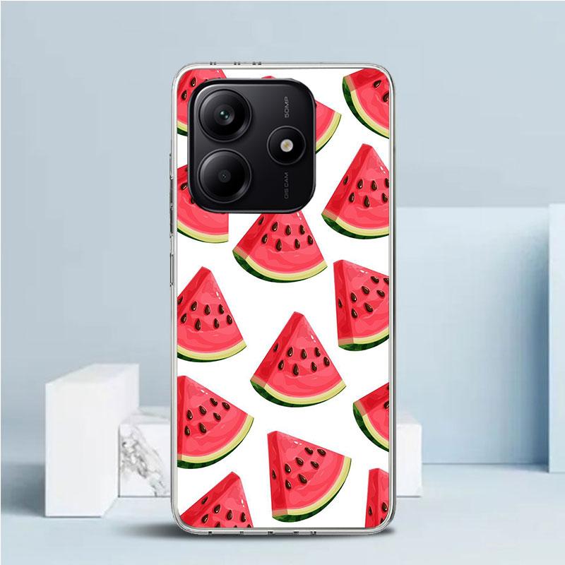 Летний арбузный чехол для телефона Xiaomi Redmi Note 15 14 14S 13 12S 12 Pro Plus 11S 11 11T 11E 10S 10 + Мягкая задняя крышка из ТПУ