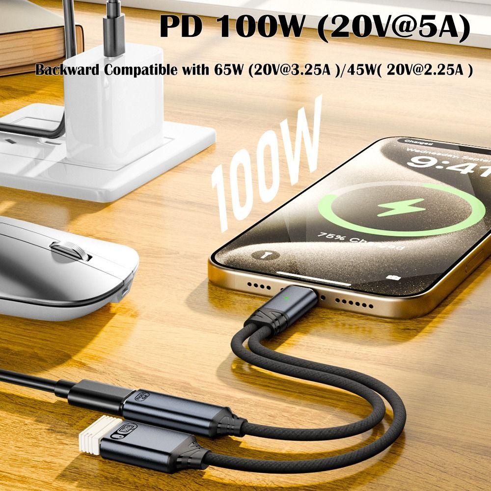 PD 100W USB Headphone Converter Fast Charging Y Cable NEW Audio Adapter Keyboard Mouse