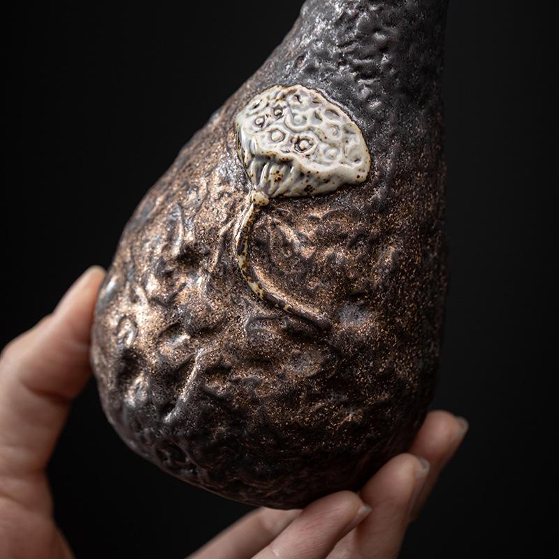 Japanese Gilding Iron Glaze Flower Vase Ware Stoneware Retro Mini Floret Desktop Pottery Decoration Tea Ceremony Utensils