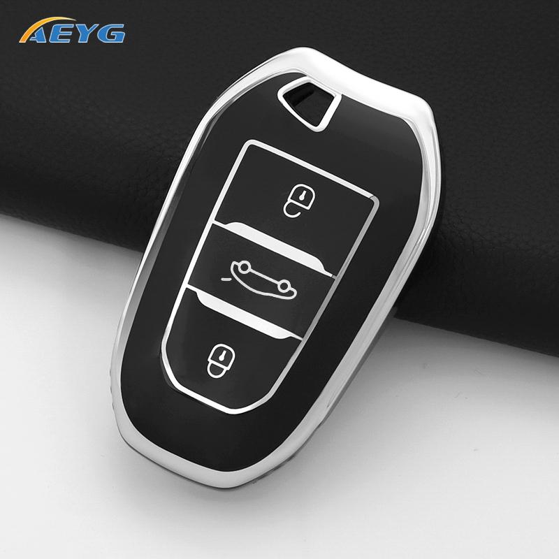 Чехол-футляр из ТПУ для умного брелка автомобиля, подходит для Peugeot 308 408 508 2008 3008 4008 5008 Citroen C4 C4L C6 C3-Xr Picasso Ds3 Ds4 Ds5, цепочка для брелка