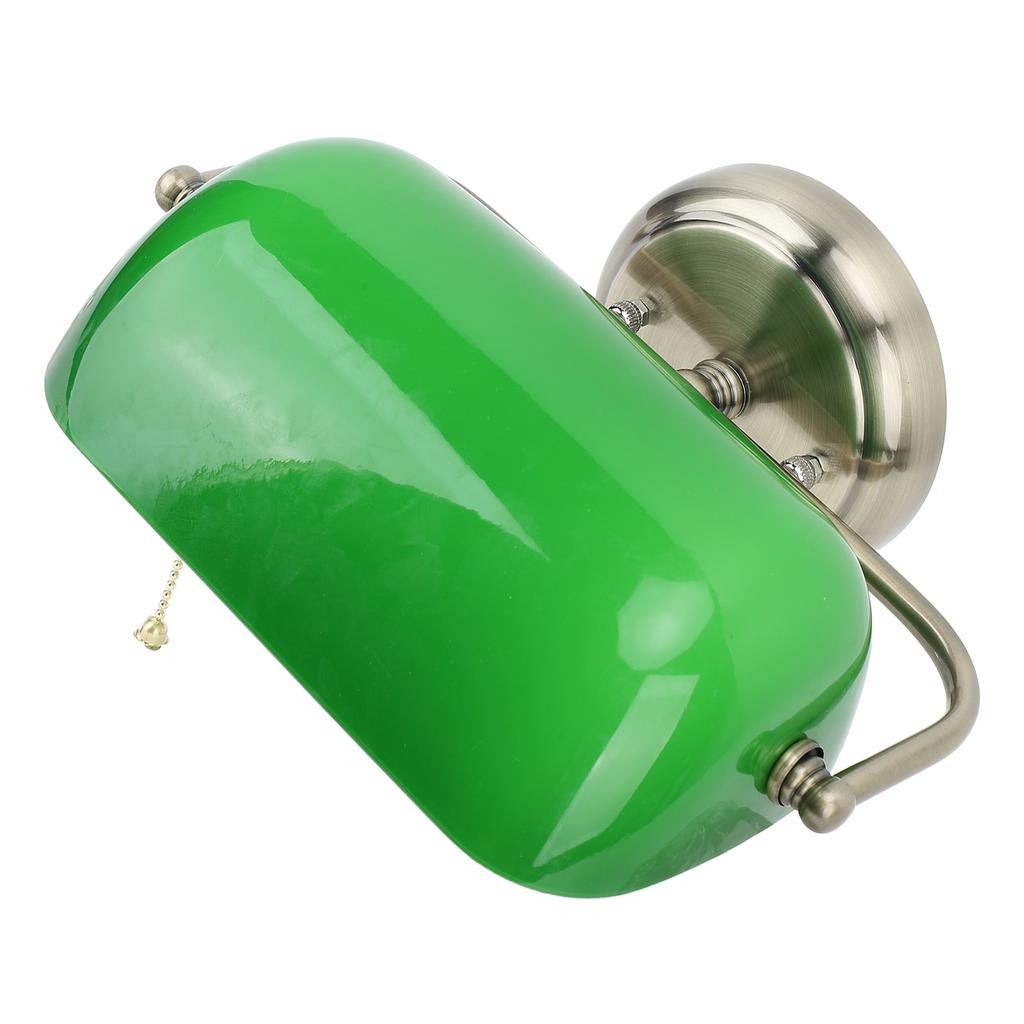 Green Banker Wall Lamp with Pull Chain Switch Vintage Indoor Wall Sconces for Bedroom Dining Room