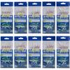10Pack Saltwater Fishing Lures Bait Rigs 5 Hooks Sabiki Rigs Real Fish Skin String Hook Mackerel Glow In The Dark Flash Rigs