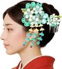 Hair Accessory Set for Furisode and Ceremonies Kanzashi Blue with Silver Two-piece (long-sleeved Kimono) Coming-of-age (wk-346(297)) (hairpin),