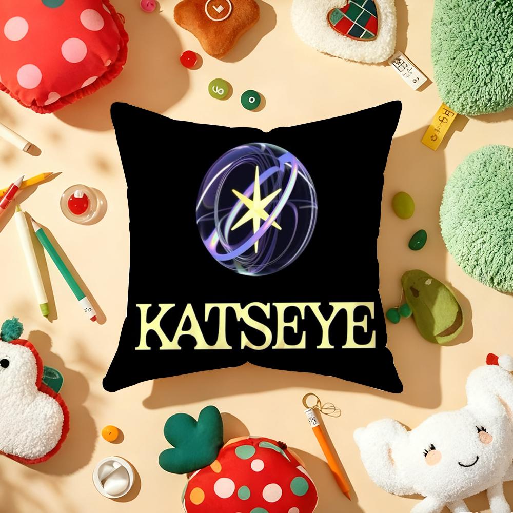 Girl Group KKatseye Pillow Case Plush Fabric Soft DoubleSided Printed Sofa Warm Winter Home Gift Cushion Cover